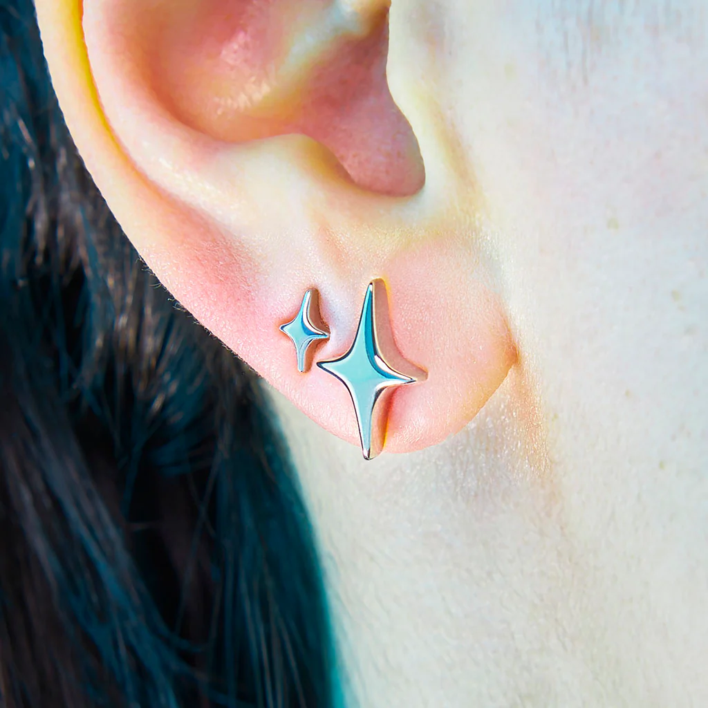 Puffy Stud Earrings - Lil' Sparkle - Image 4