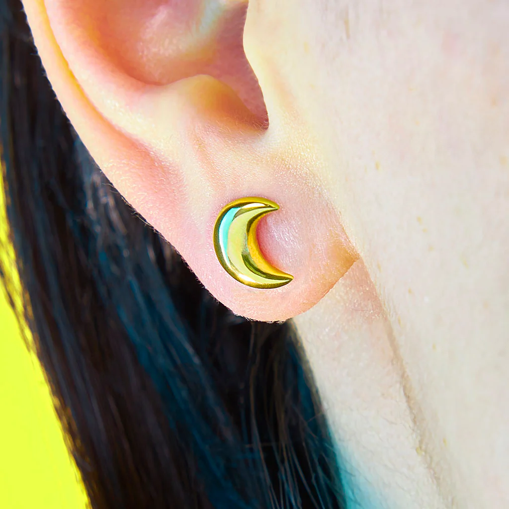 Puffy Stud Earrings - Moon - Image 5