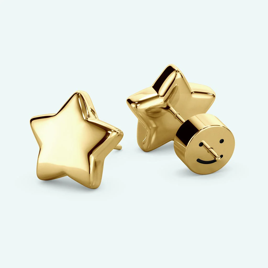 Puffy Stud Earrings - Star - Image 3