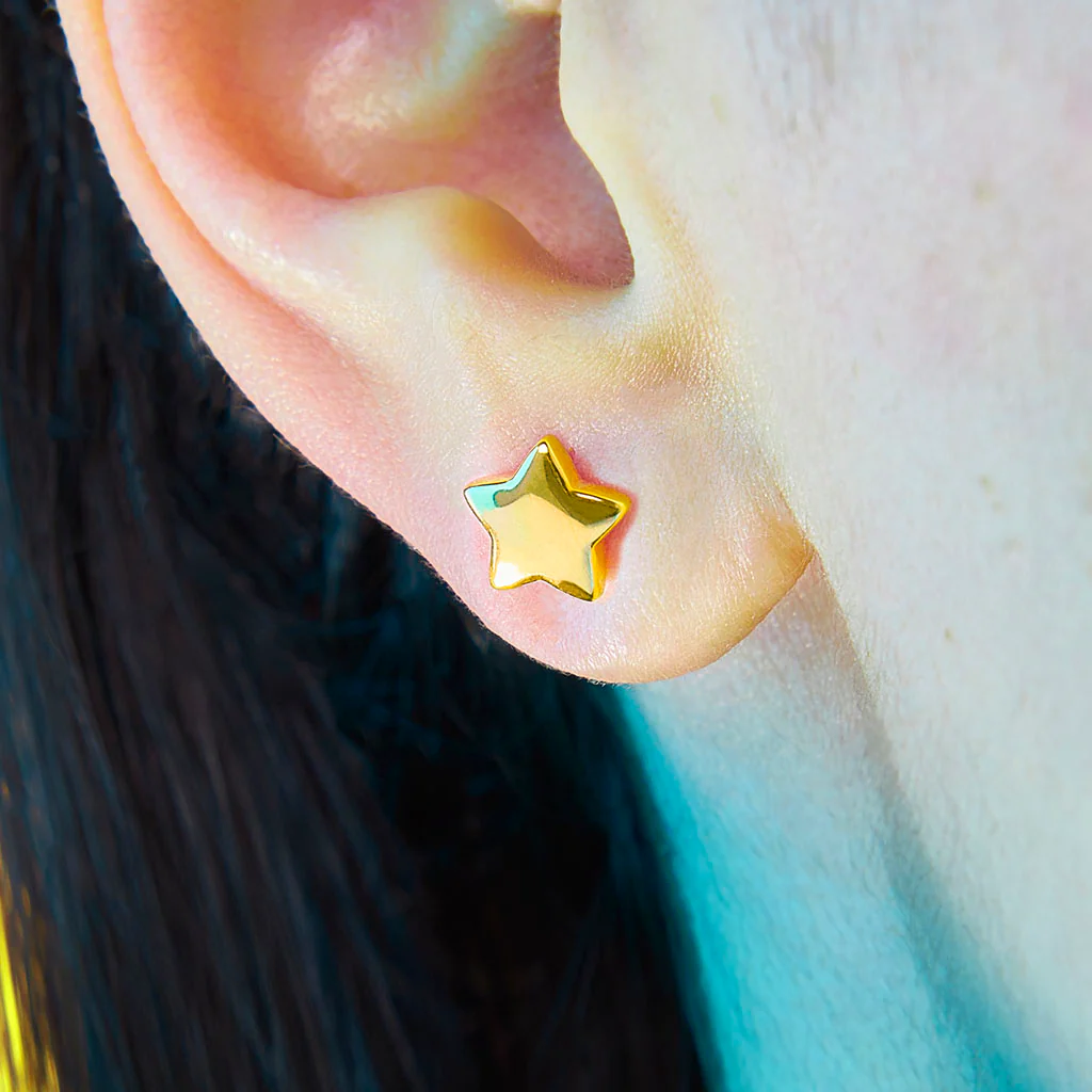 Puffy Stud Earrings - Star - Image 5
